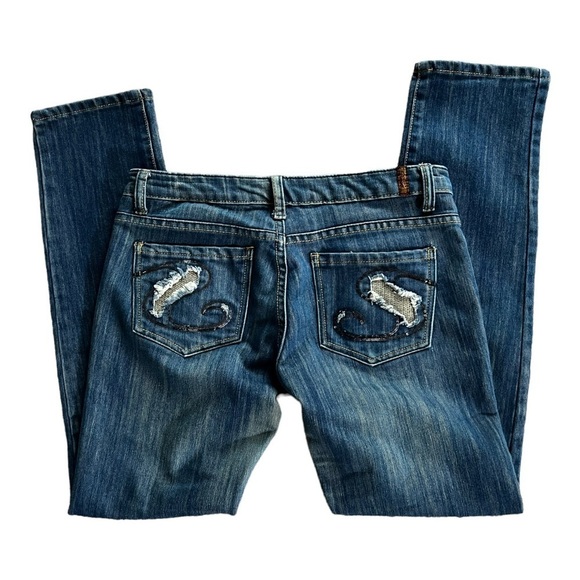 Sky Jeans straight leg embellished jeans size 7 - Picture 5 of 9